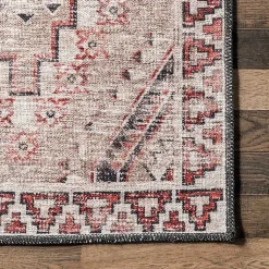 Kirklands Home Cream & Red Diamond Trellis Washable Area Rug, 3x5 Discount