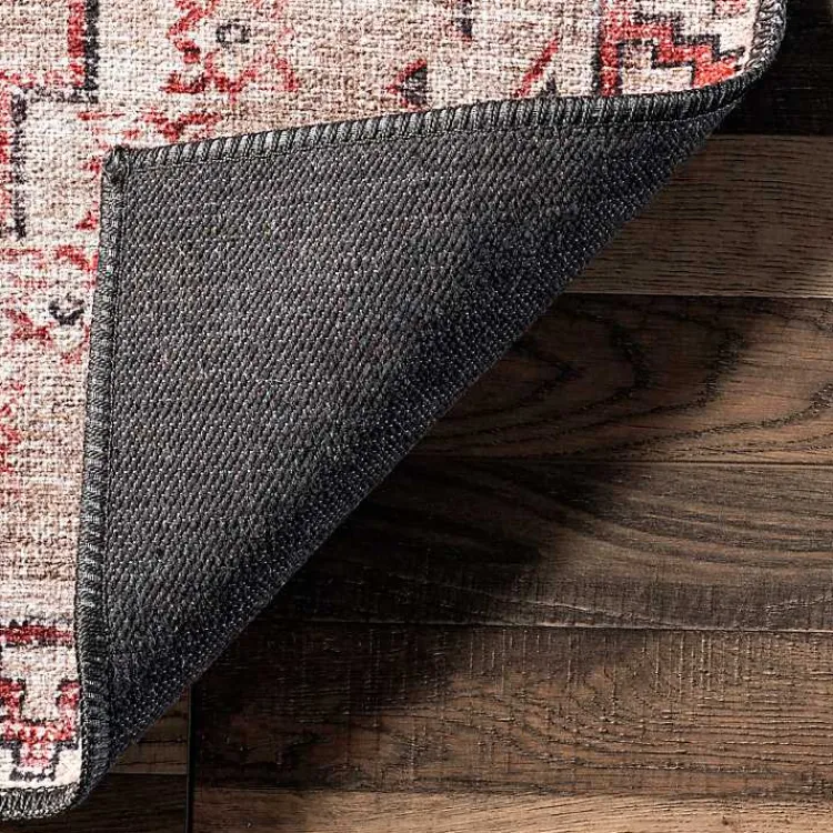Kirklands Home Cream & Red Diamond Trellis Washable Area Rug, 5x8 Sale