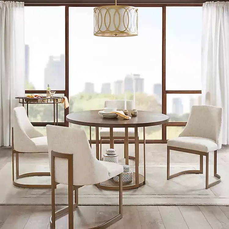 Kirklands Home Cream and Gold Modern Dining Chairs, Set of 2 Tan