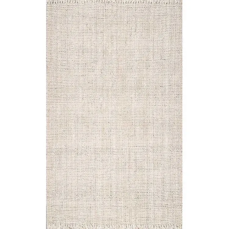 Kirklands Home Cream Hand Woven Looped Jute Area Rug, 5x7 Ivory Discount