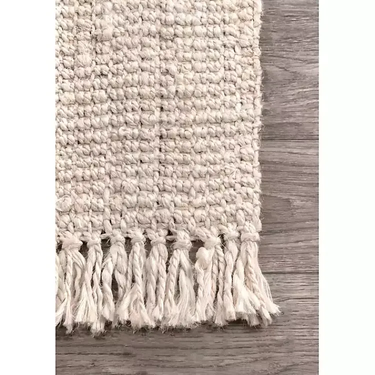 Kirklands Home Cream Hand Woven Looped Jute Area Rug, 5x7 Ivory Discount