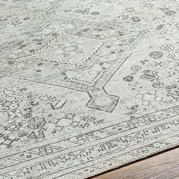 Kirklands Home Cream Traditional Washable Area Rug, 6x9 Ivory Sale