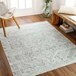 Kirklands Home Cream Traditional Washable Area Rug, 7x10 Ivory New