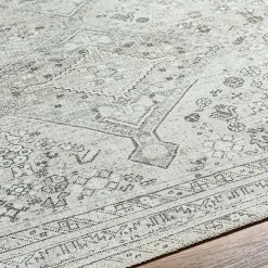 Kirklands Home Cream Traditional Washable Area Rug, 7x10 Ivory New