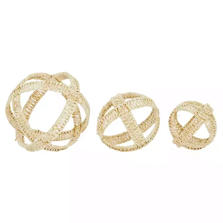 Bowl Filler>Kirklands Home Cream Woven Decorative Orbs, Set of 3 White