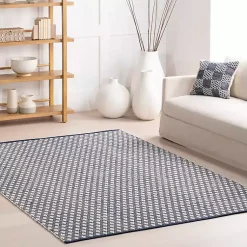 Kirklands Home Dark Gray and Ivory Dainty Diamond Area Rug, 8x10