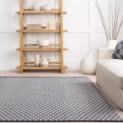 Kirklands Home Dark Gray and Ivory Dainty Diamond Area Rug, 6x9 Sale