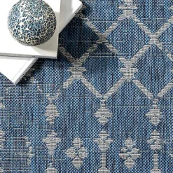 Kirklands Home Davon Blue Moroccan Trellis Outdoor Rug, 8x10 Discount
