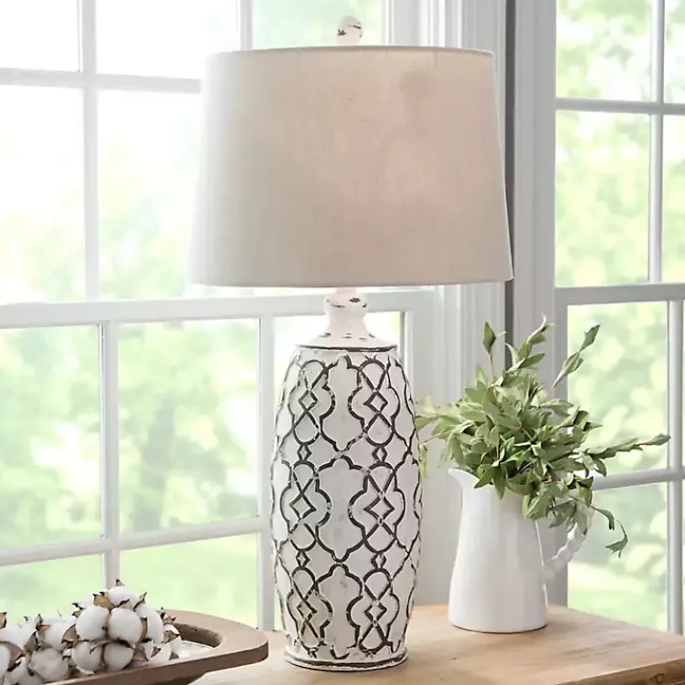 Kirklands Home Distressed Cream Lilly Table Lamp Tan Outlet