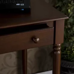 Kirklands Home Espresso Classic 2-Drawer Wood Desk Brown Clearance