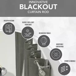 Kirklands Home Espresso Metal Blackout Finial Curtain Rod, 36 in. Clearance