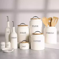 Kirklands Home Farmhouse Embossed Kitchen Canisters, Set of 3 Online