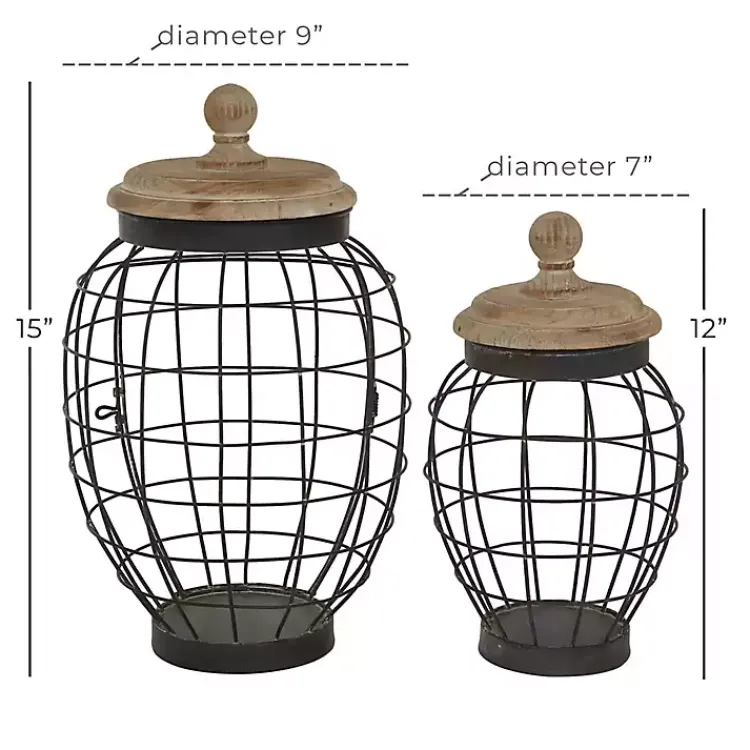 Decorative Bowls & Jars>Kirklands Home Farmhouse Wire Frame 2-pc. Decorative Jar Set