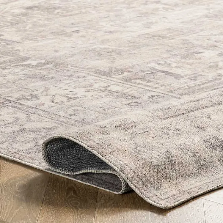 Kirklands Home Flo Vintage Medallion Washable Area Rug, 6x9 Gray Clearance