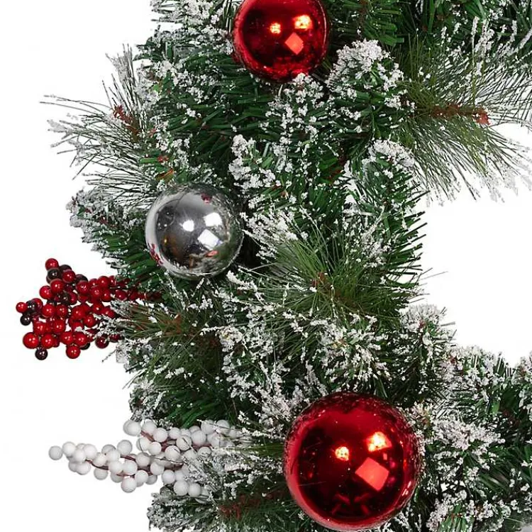 Christmas Wreaths>Kirklands Home Flocked Baubles and Berries Pine Wreath