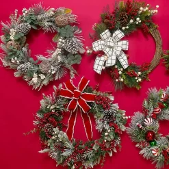 Wreaths>Kirklands Home Flocked Eucalyptus and Berry Christmas Wreath