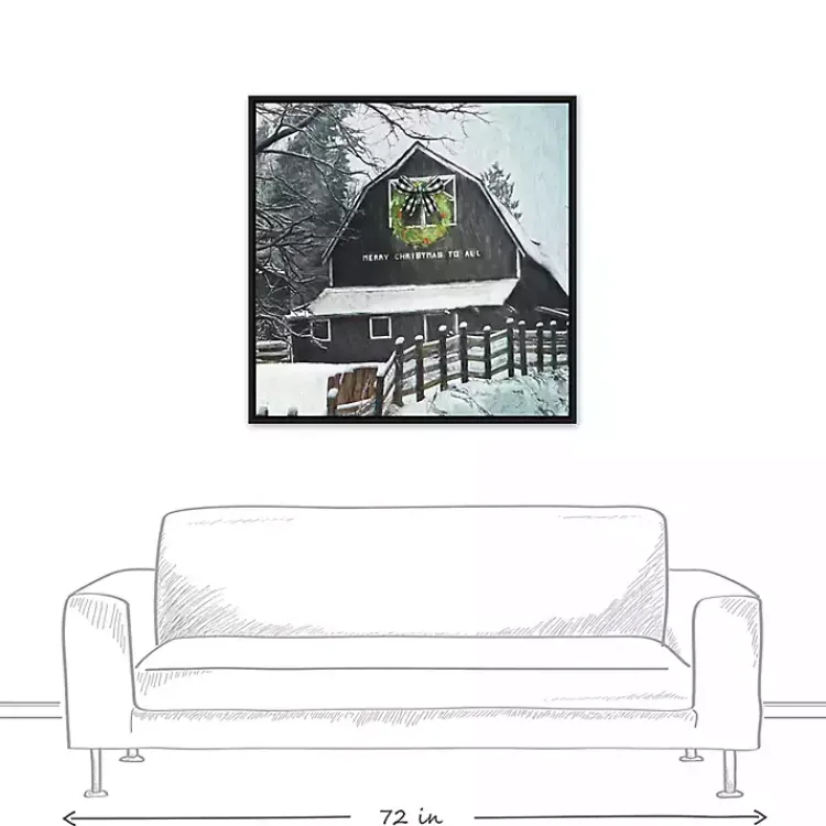 Christmas Art & Wall Decor>Kirklands Home Framed Merry Christmas Barn Canvas Art Print