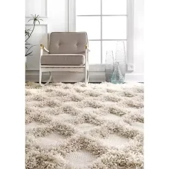 Kirklands Home Francis Shaggy Diamond Trellis Area Rug, 7x9