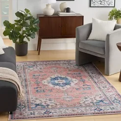 Kirklands Home Fulton Coral Medallion Area Rug, 7x9 Pink Outlet
