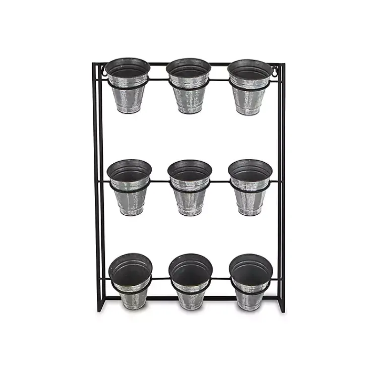 Kirklands Home Galvanized Wall Holder Planter Silver