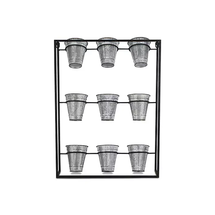 Kirklands Home Galvanized Wall Holder Planter Silver