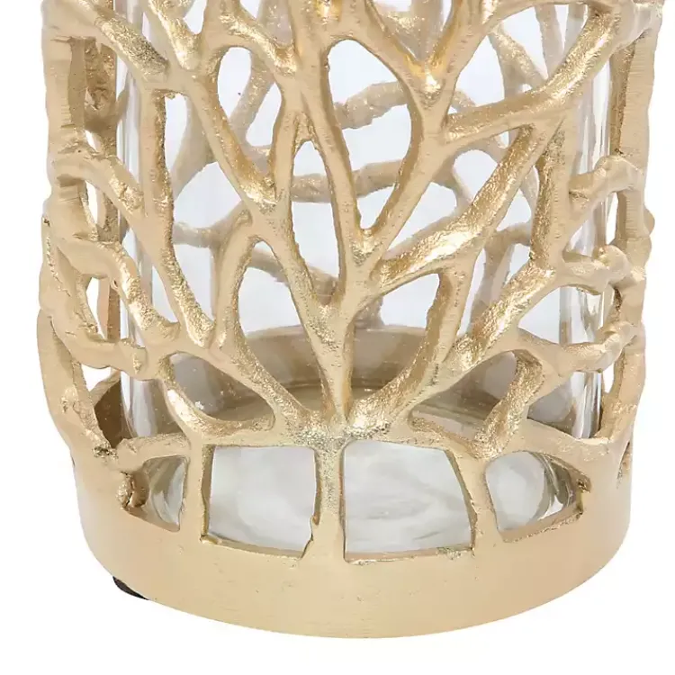 Candle Holders>Kirklands Home Aluminum Coral Hurricane, 8 in. Gold