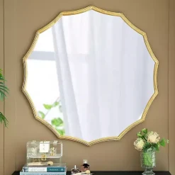 Kirklands Home Gold Curved Sunburst Wall Mirror Outlet