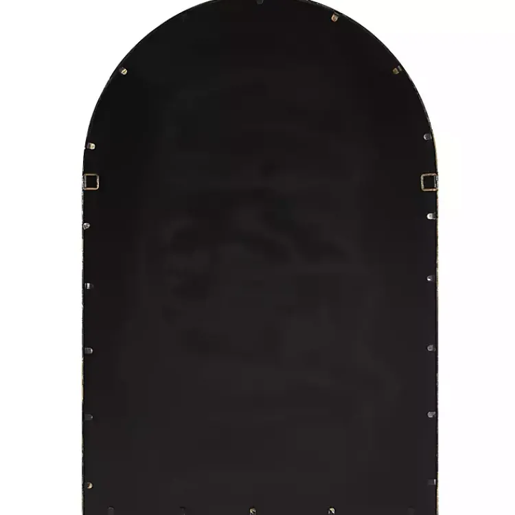 Kirklands Home Gold Leaf Metal Windowpane Arch Frame Mirror