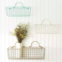 Kirklands Home Gold Metal Wire Cage Wall Baskets, Set of 2 Clearance