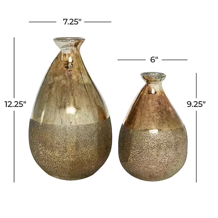 Vases>Kirklands Home en Rustic Blown Glass Bulb Vases, Set of 2 Gold
