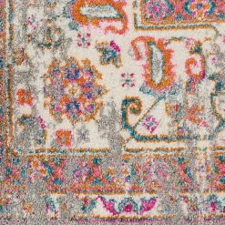 Kirklands Home Gray & Pink Central Motif Botanical Area Rug, 9x12