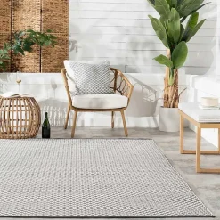Kirklands Home Gray & White Trellis Indoor/Outdoor Rug, 4x6 New