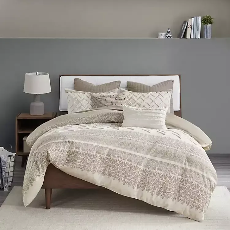 Kirklands Home Gray and White 3-pc. California King Duvet Set