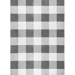 Kirklands Home Gray Buffalo Plaid Washable Area Rug, 5x8 New