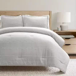 Kirklands Home Clipped Stripe 3-pc. Full/Queen Comforter Set Gray Discount