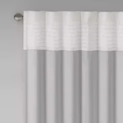 Kirklands Home Gray Color Block Striped Curtain Panel, 84 in.