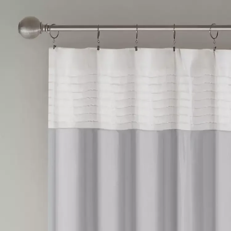Kirklands Home Gray Color Block Striped Curtain Panel, 84 in.