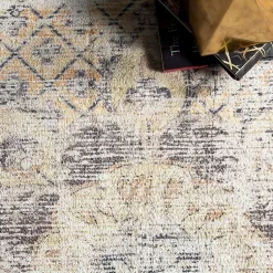 Kirklands Home Gray Faded Medallion Washable Area Rug, 5x8 Best