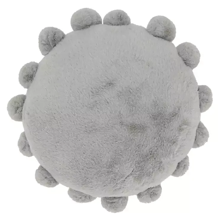 Pillows>Kirklands Home Faux Fur Round Pom Pom Throw Pillow Gray
