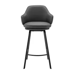 Kirklands Home Faux Leather Brigden Swivel Counter Stool Gray