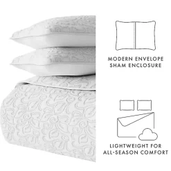 Kirklands Home Floral Stitch 3-pc. Queen Quilt Set Gray Discount