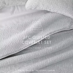 Kirklands Home Floral Stitch 2-pc. Twin Quilt Set Gray Discount