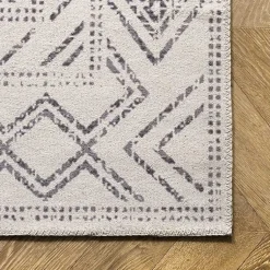 Kirklands Home Gray Geometric Medallion Washable Area Rug, 4x6 New