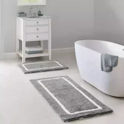 Kirklands Home Gray Geometric Pattern Reversible Bath Mat, 60 in. Sale