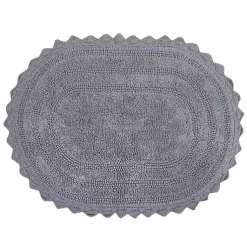 Kirklands Home Large Crochet Oval Bath Mat Gray New