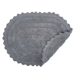 Kirklands Home Large Crochet Oval Bath Mat Gray New
