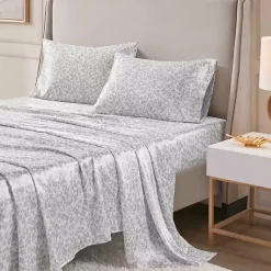 Kirklands Home Gray Leopard Print Satin 4-pc. King Sheet Set Outlet