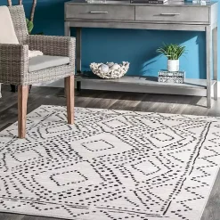 Kirklands Home Gray Millie Dotted Trellis Area Rug, 9x12 Best