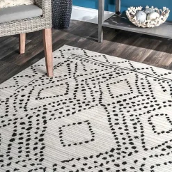 Kirklands Home Gray Millie Dotted Trellis Area Rug, 9x12 Best
