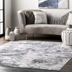 Kirklands Home Gray Modern Abstract Washable Area Rug, 5x8 Hot